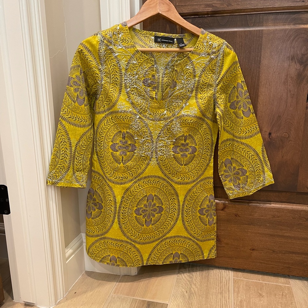 International Concepts tunic chartreuse yellow Sz2
